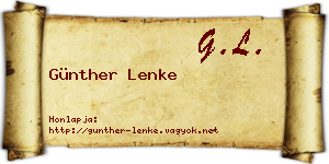 Günther Lenke névjegykártya